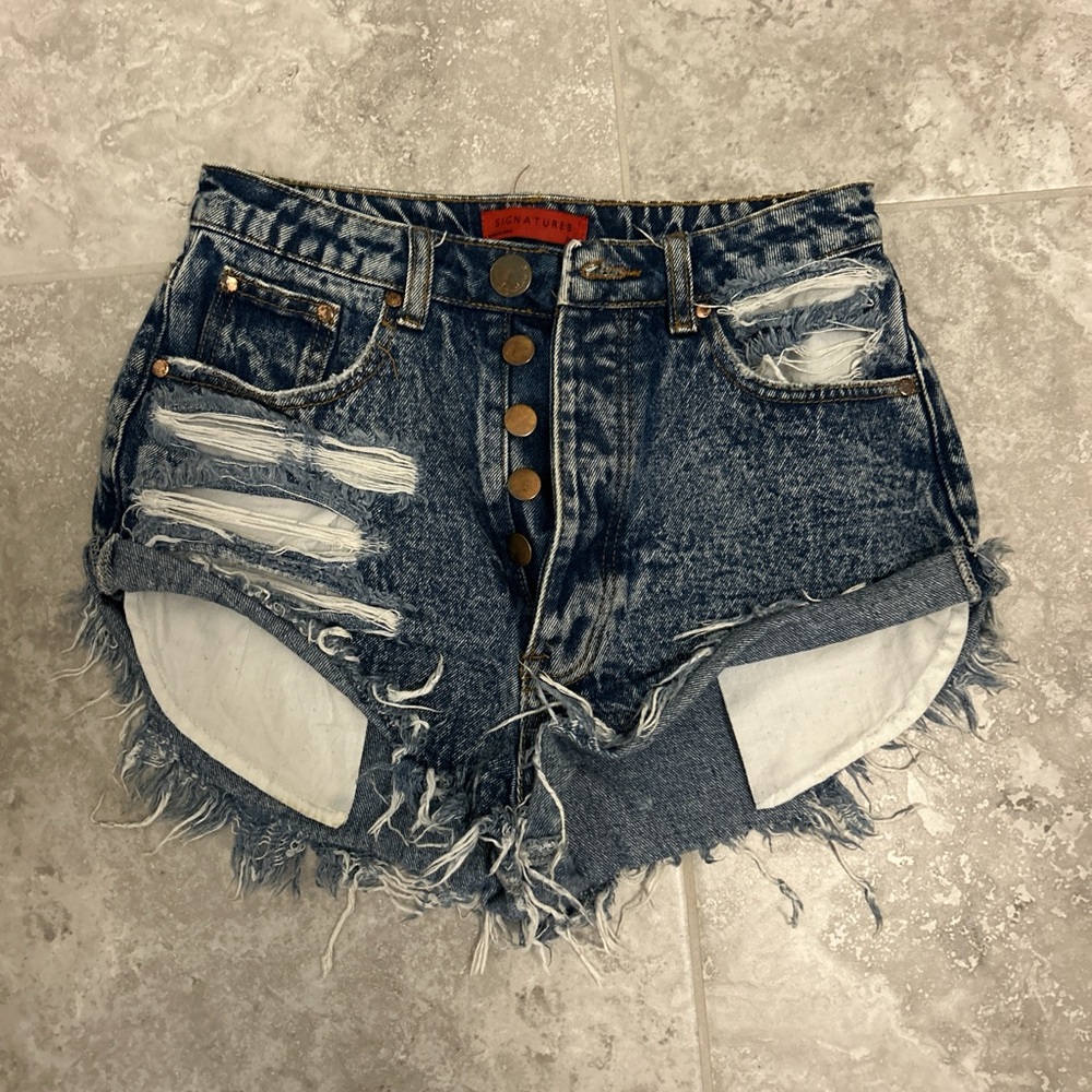 Distressed Denim Shorts